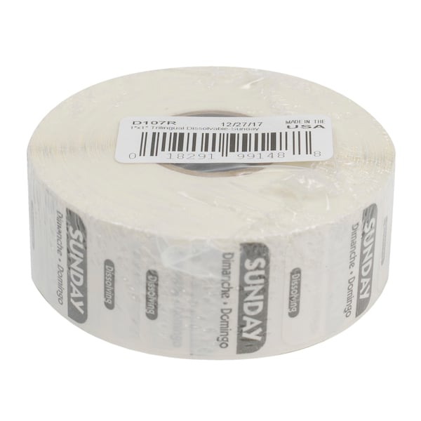National Checking 1"x1" Trilingual Black Sunday Dissolvable Label, PK1000 - D107R
