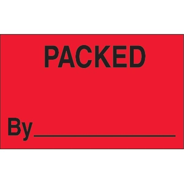 Bondad 1.25 x 2 in. - Packed By Fluorescent Red Labels - Roll of 500 - BO3356874