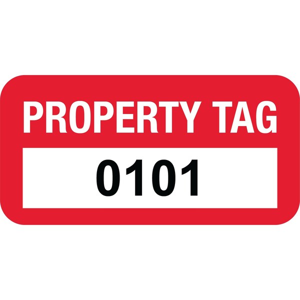 Lustre-Cal VOID Label PROPERTY TAG Dark Red 1.50in x 0.75in  Serialized 0101-0200, 100PK - 253774VO1RD0101