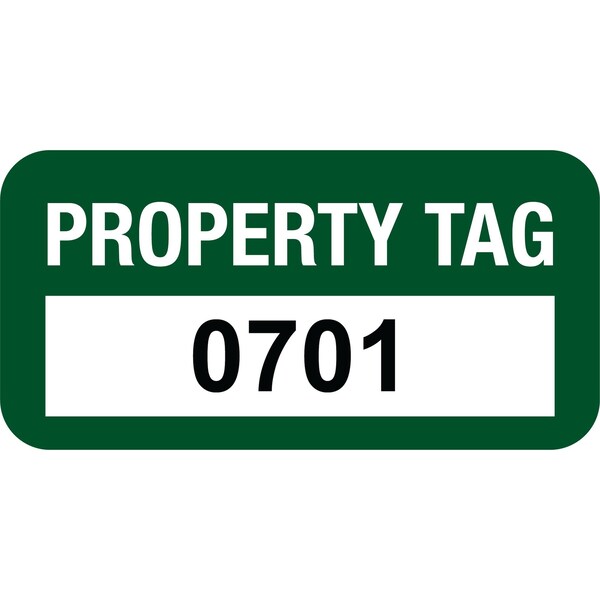 Lustre-Cal VOID Label PROPERTY TAG Green 1.50in x 0.75in  Serialized 0701-0800, 100PK - 253774VO1G0701