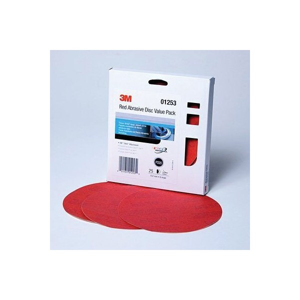 3M Red Abrasive Stikit Disc Value Pack, 01253, 6 in, P2205, 25PK - 7010308767