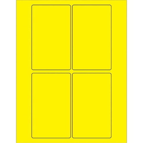 Box Partners Box Partners LL175YE 3 x 5 in. Fluorescent Yellow Rectangle Laser Labels - Pack of 400 - LL175YE