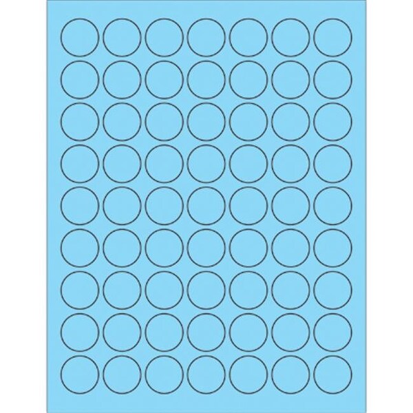Box Partners Box Partners LL191BE 1 in. Fluorescent Pastel Blue Circle Laser Labels - Pack of 6300 - LL191BE