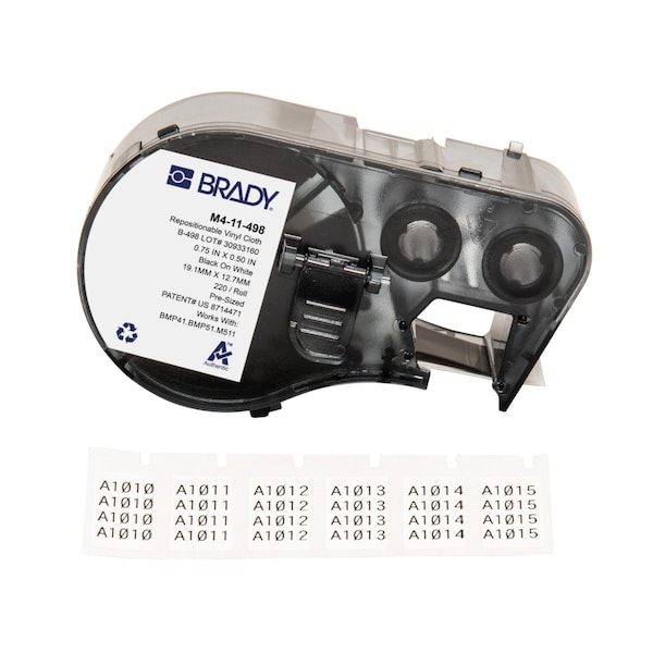 Brady Precut Label Roll Cartridge, Vinyl, White - M4-11-498