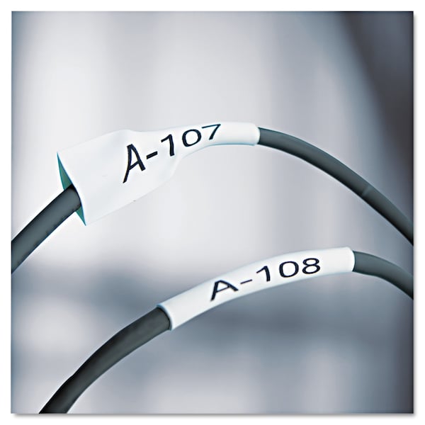 Dymo Rhino Heat Shrink Tubes Industrial Label Tape, 0.25" x 5 ft, White/Black Print - DYM18051