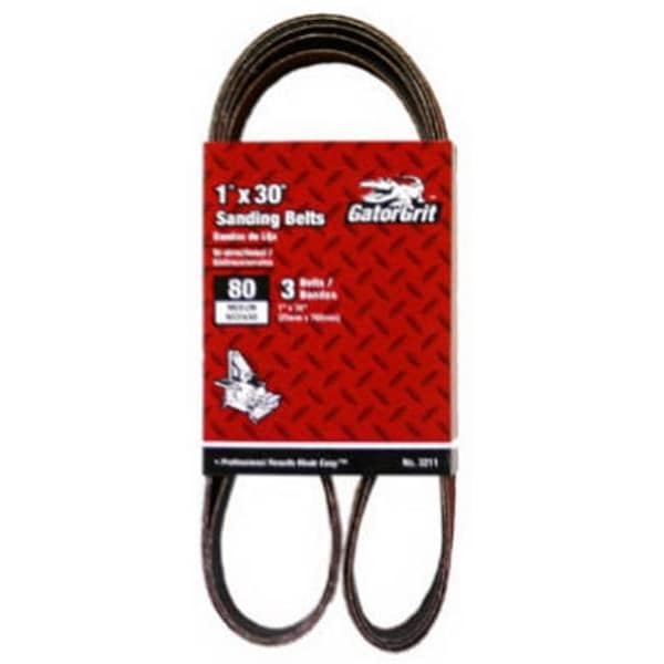 Gator Finishing Ali Industries 3211 1 x 30 in. 80 Grit Bi-Directional Sanding Belt; 3 Pack - 551556