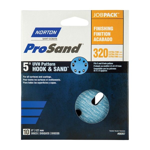 Norton Abrasives Norton ProSand 5 in. Ceramic Alumina Hook and Loop Sanding Disc 320 Grit Extra Fine 10 pk - 07660768357