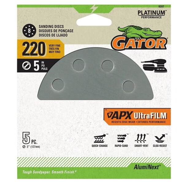 Gator DISC SANDING 8H H&L 220GRT 5IN - 9207