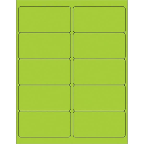 Box Partners Tape Logic LL410GN 4 x 2 in. Fluorescent Green Removable Rectangle Laser Labels - Pack of 1000 - LL410GN