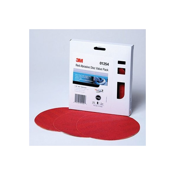 3M 3M Red Abrasive Stikit Disc Value Pack, 01254, 6 in, P1805, 25PK - 7010362822