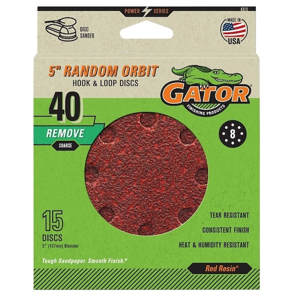 Gator DISC SANDING 8H H&L 40GRIT 5IN - 4375