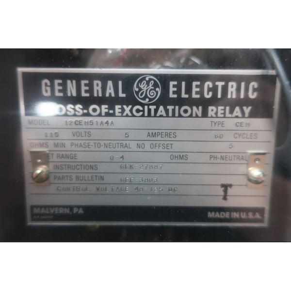 PÉRDIDA DE EXCITACIÓN 115V-AC OTRO RELÉ - 12CEH51A4A