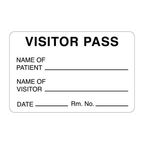 Nevs Visitor Pass - Name Of Patient/Visitor 1-15/16" x 3" - VP-WHITE