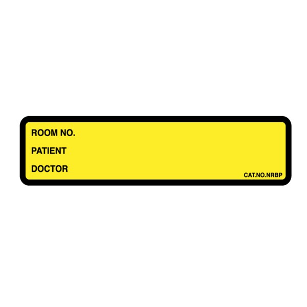 Nevs Printed Chart Labels - Room No/name/ Doctor 1-3/8" x 5-3/8" Yelw w/Blk - NRBP-YELLOW