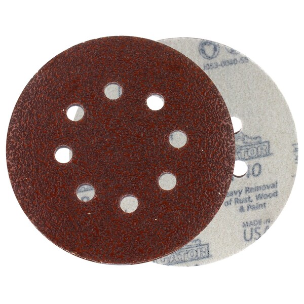 Gator Finishing 5" Red Resin Random Orbit Sander Hook and Loop Discs, 40 Coarse Grit Remove - 4347
