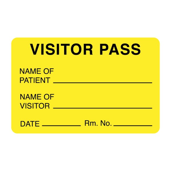 Nevs Visitor Pass - Name Of Patient/Visitor 1-15/16" x 3" - VP-YELLOW