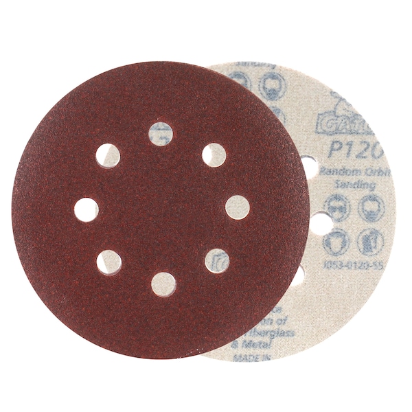 Gator Finishing 5" Red Resin Random Orbit Sander Hook and Loop Discs, 120 Fine Grit Prepare - 4342