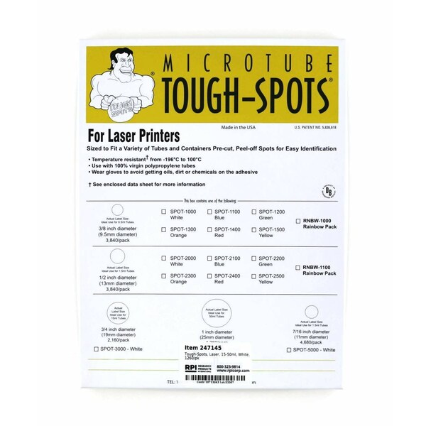 Diversified Biotech Tough-Spots, Laser, 15-50ml, White, 1260/pk, 1260PK - 247145