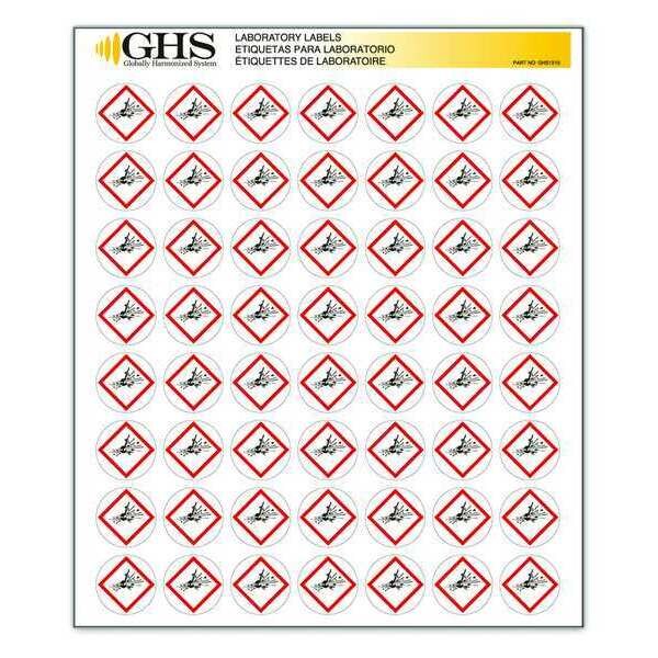 Ghs Safety Label, Exploding Bomb, Gloss Paper, PK1120 - GHS1210