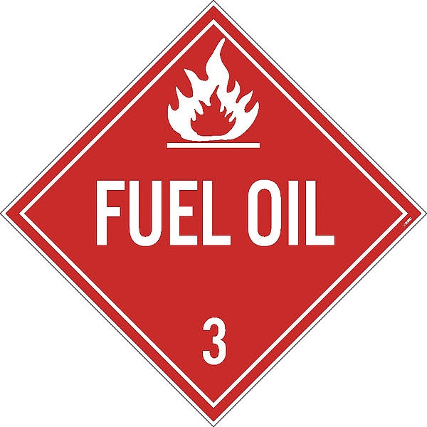Nmc Fuel Oil 3 Dot Placard Sign, Pk10, Material: Pressure Sensitive Removable Vinyl .0045 - DL100PR10