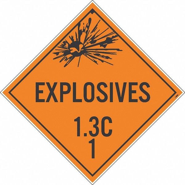 Nmc Explosives 1.3C 1 Dot Placard Sign, Pk50, Material: Unrippable Vinyl - DL92UV50