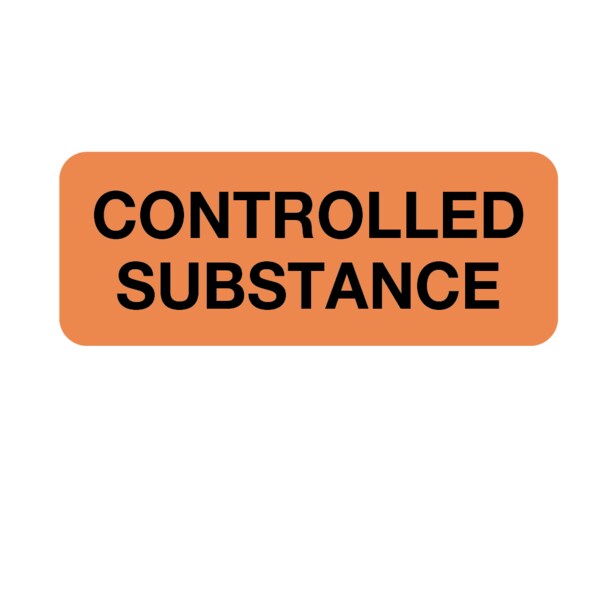 Nevs Label, Controlled Substance 7/8" x 2-1/4" Flr Orange w/Black - P-0839