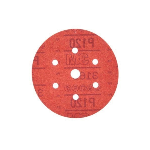 3M 3M Red Abrasive Hookit Disc D/F, 01145, 6 in, P120, 50PK - 7000028268