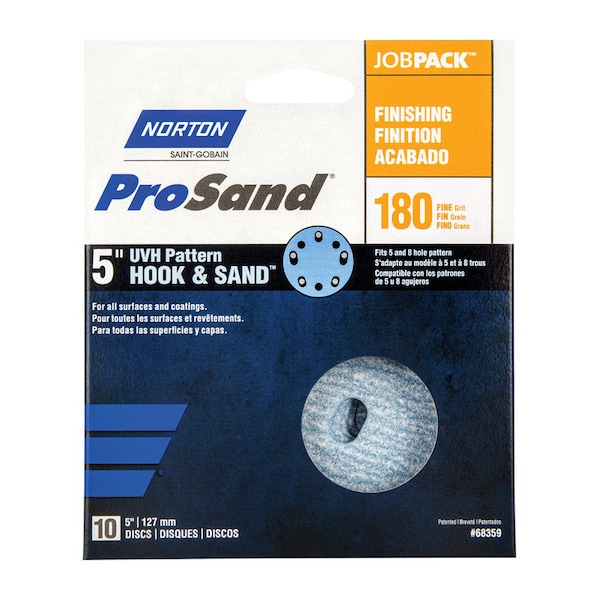Norton Abrasives 5 in Dia, 8 Hole, Ceramic Alumina, 180 Grit, Coated Type - 07660768359