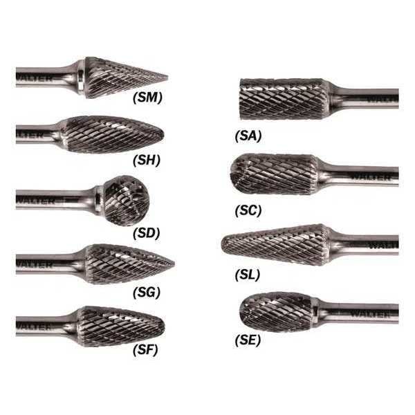 Walter Surface Technologies Carb Bur, Cyl Roundnose Sc 6" 1/4x3/8x3/4 - 01V606