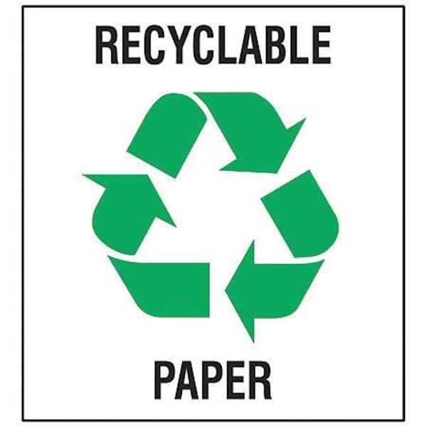 Brady Recycling Label, Vinyl, 10 In. H, PK5, 20636LFLS - 20636LFLS