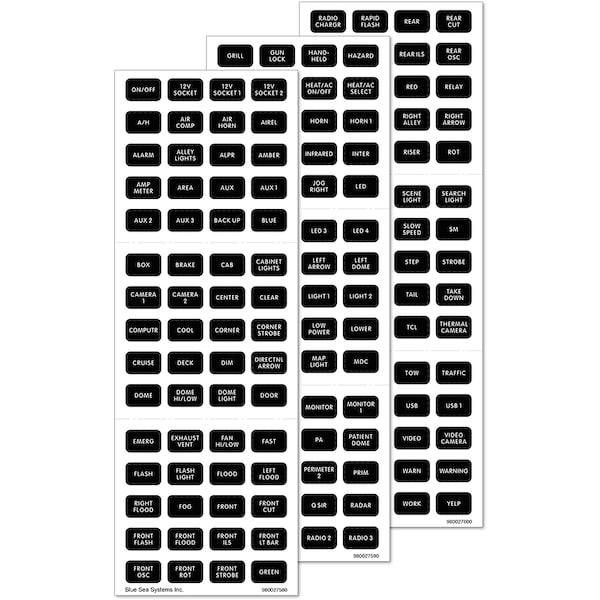 Blue Sea Systems 7870 Black 180 Label Set - Emergency Vehicles - 7870