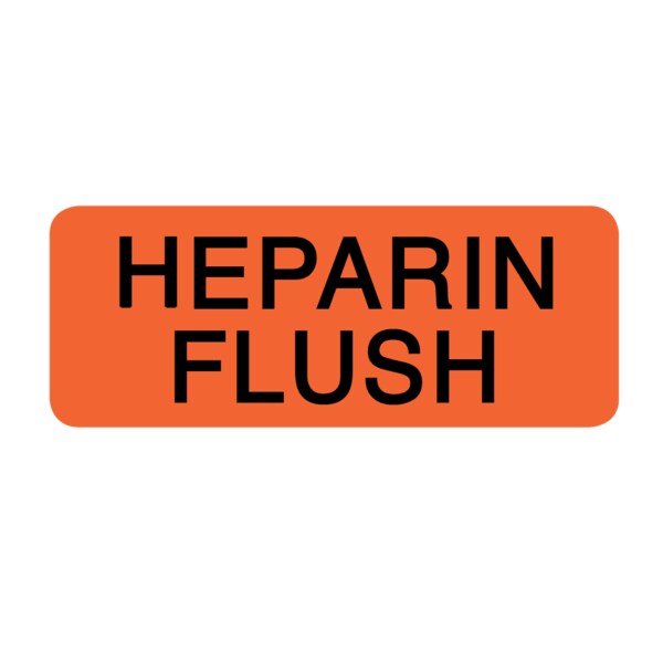 Nevs Label, Heparin Flush 7/8" x 2-1/4" Flr Red w/Blue - VW-0069