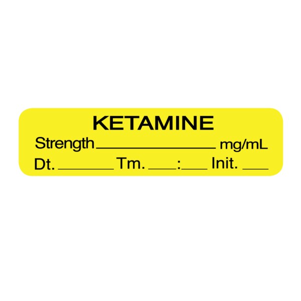 Nevs Ketamine Strength mg/mL Tm._:_Init._ 1/2 x 1-1/2 Yellow w/Black - SANTW-0078