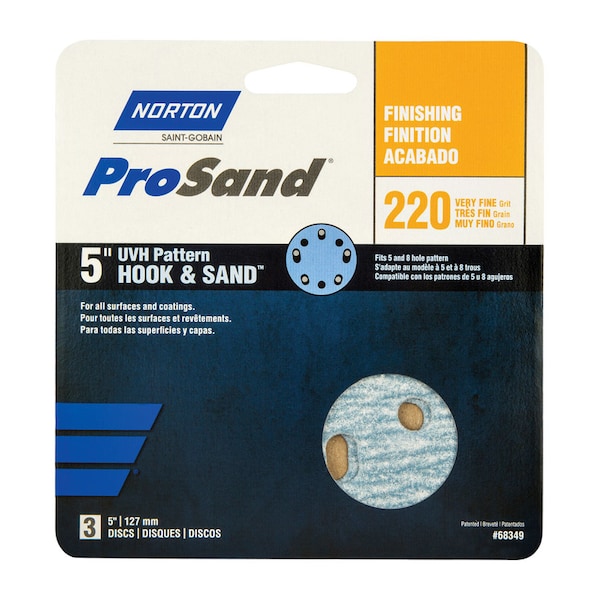 Norton Abrasives Norton ProSand 5 in. Ceramic Alumina Hook and Loop Sanding Disc 220 Grit Very Fine 3 pk - 07660768349