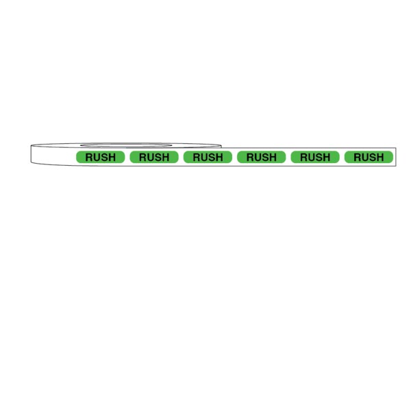 Nevs Label, RUSH 5/16" x 1-1/4" Fluorescent Green w/ black - L-3480