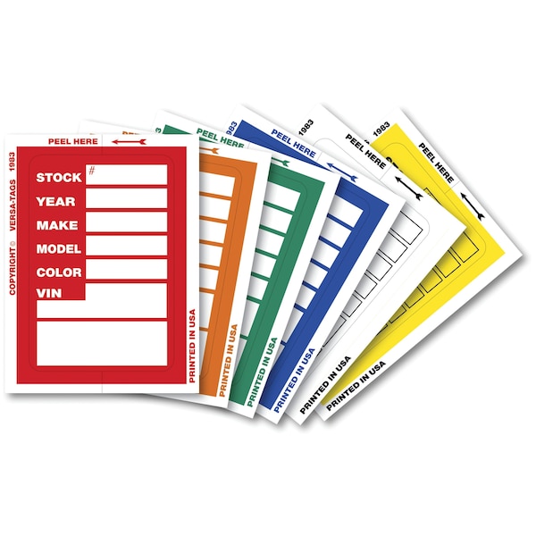 Car Dealer Depot Versa-Tag Kleer-Bak Stock Stickers, 3" X 4", 100 Per Box Pk - 421