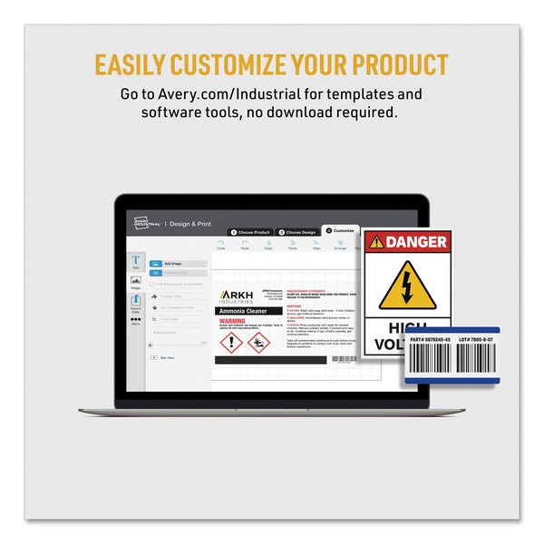 Avery UltraDuty Chemical Waterproof and UV Resistant Labels, 2x2, Wht, PK600 - 60506