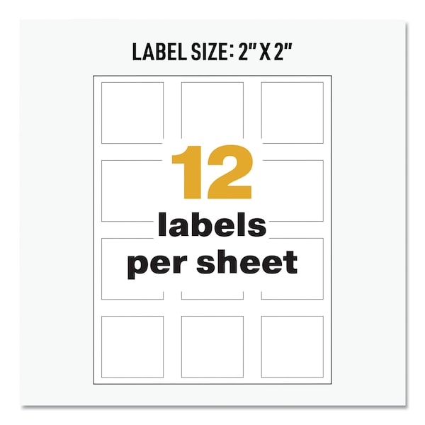 Avery UltraDuty Chemical Waterproof and UV Resistant Labels, 2x2, Wht, PK600 - 60506