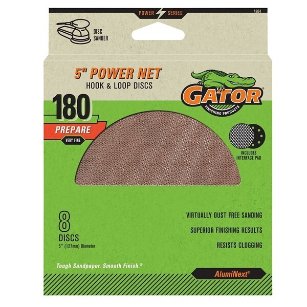 Gator Power Net Disc, 5 in Dia, 180 Grit, Very Fine - 4804
