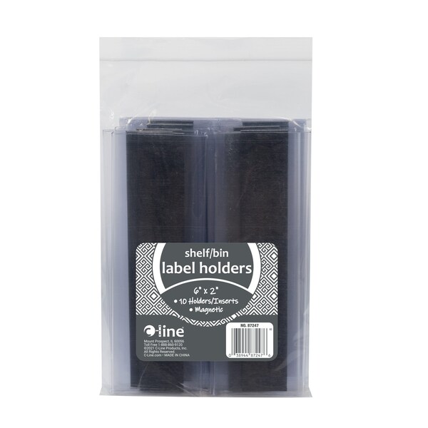 C-Line Products HOLDEX Magnetic ShelfBin Label Holders, 2  inch Magnetic Label Holder, 10PK - 87247