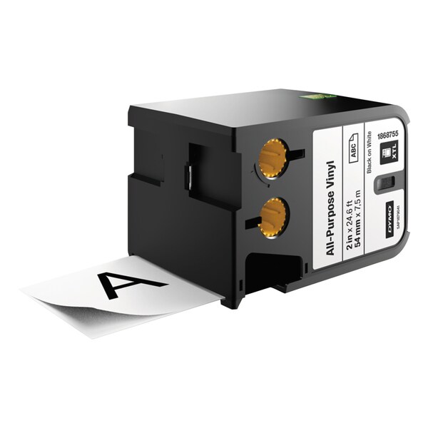 Dymo XTL All-Purpose Vinyl Labels, 2" x 24.6 ft, Black on White - 1868755