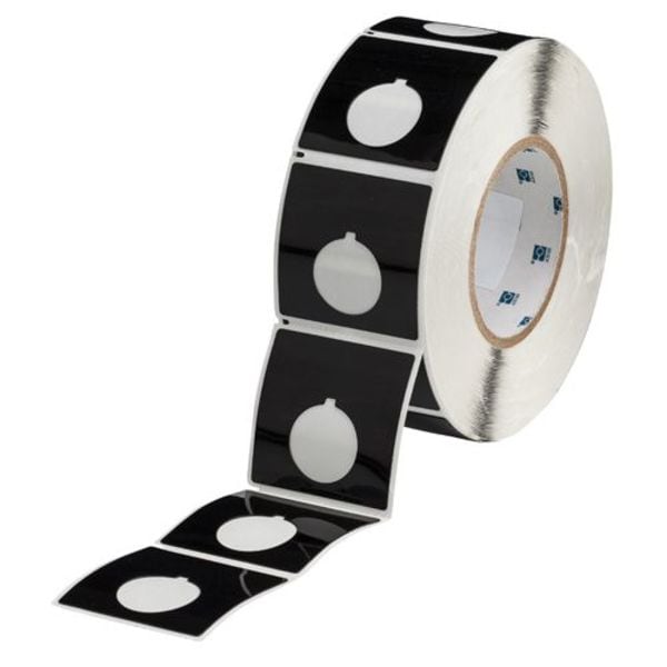 Brady 2-2/5" x 2-2/5", Adhesive Push Button Label, Black - THTEP-170-593-.5BK