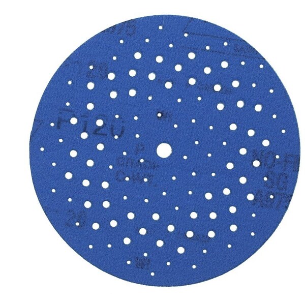 Norton Co 0 Sanding Disc, 5 in Dia, 1116 in Arbor, Coated, P120 Grit, Medium, Alumina Ceramic Abrasive - 3230
