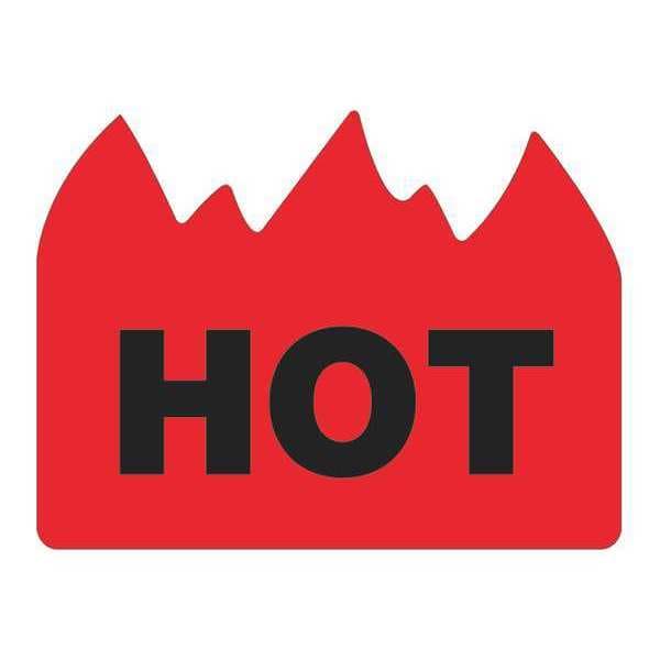 Tape Logic Tape Logic Flame Labels, " - "Hot" (Bill of Lading), 1 1/2" x 2", Red/Black, 500/Roll - DL1399