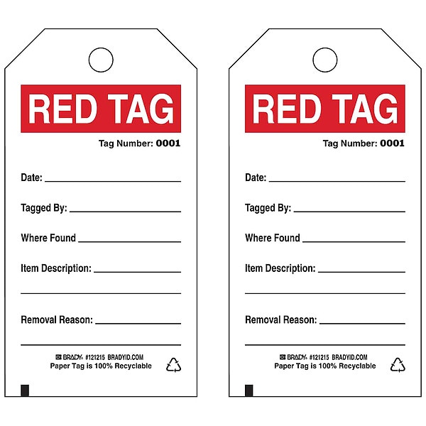 Brady Material Control Tag, 5-3/4inHx3inW, PK100 - 121215