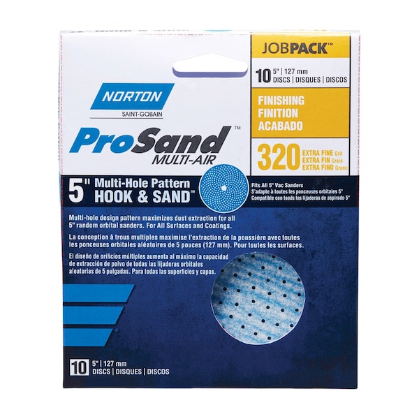 Norton Abrasives Norton ProSand 5 in. Ceramic Alumina Hook and Loop Sanding Disc 320 Grit Extra Fine 10 pk - 07660703217