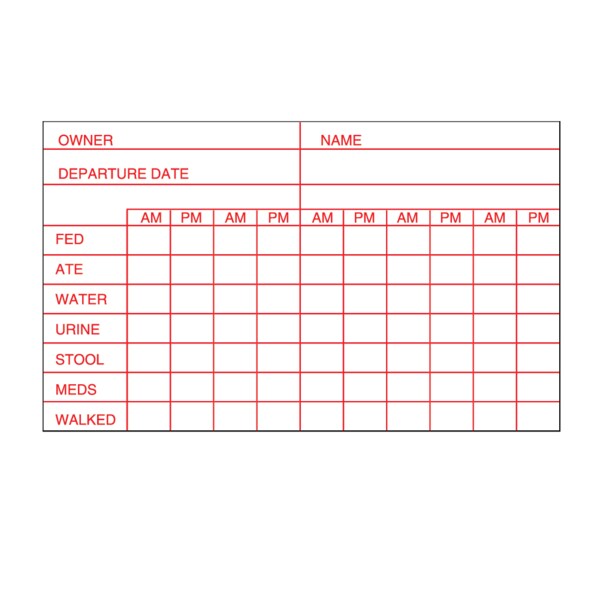 Nevs Cage ID Card Name/ Owner/Special Instructions 3" x 5" White w/Red - VW-0110