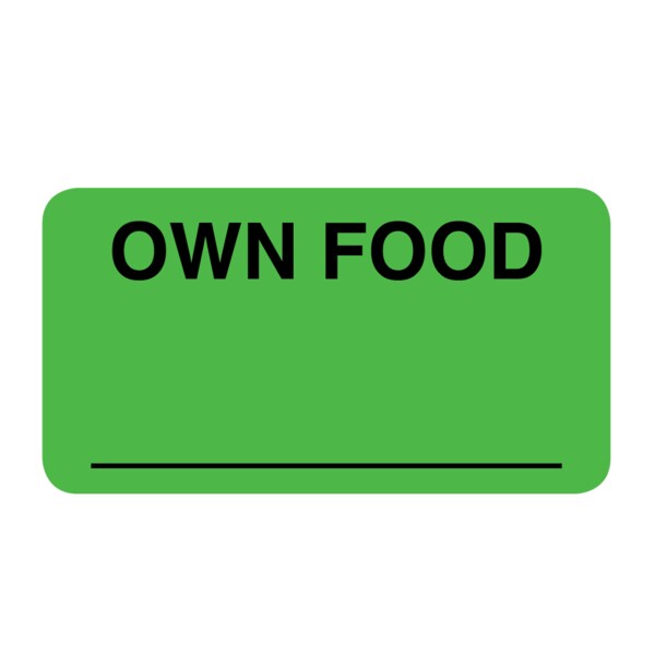 Nevs Label, Own Food _ 7/8 x 1-5/8 Flr Green w/Black - VW-0040