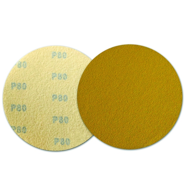 Continental Abrasives 5" 220 Grit C-Weight Gold Aluminum Oxide Stearate Coated Hook & Loop Disc No Hole - SD-50HGN220
