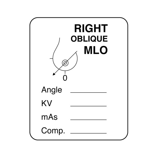 Nevs Mammography Labels - Right Oblique MLO 1-1/4" x 1" - XM-4